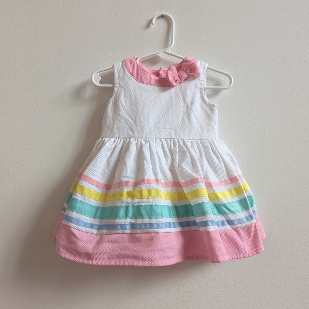 Crown & Ivy Dress Baby 18m Pastel Stripe Easter